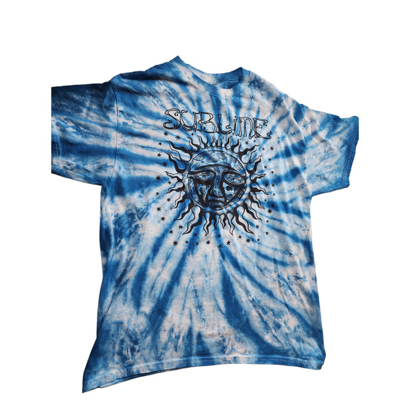 Sublime T Shirt Blue Tie Dye Sun Face Graphic Mens Large Vintage Rock Band Tee - Picture 8 of 16